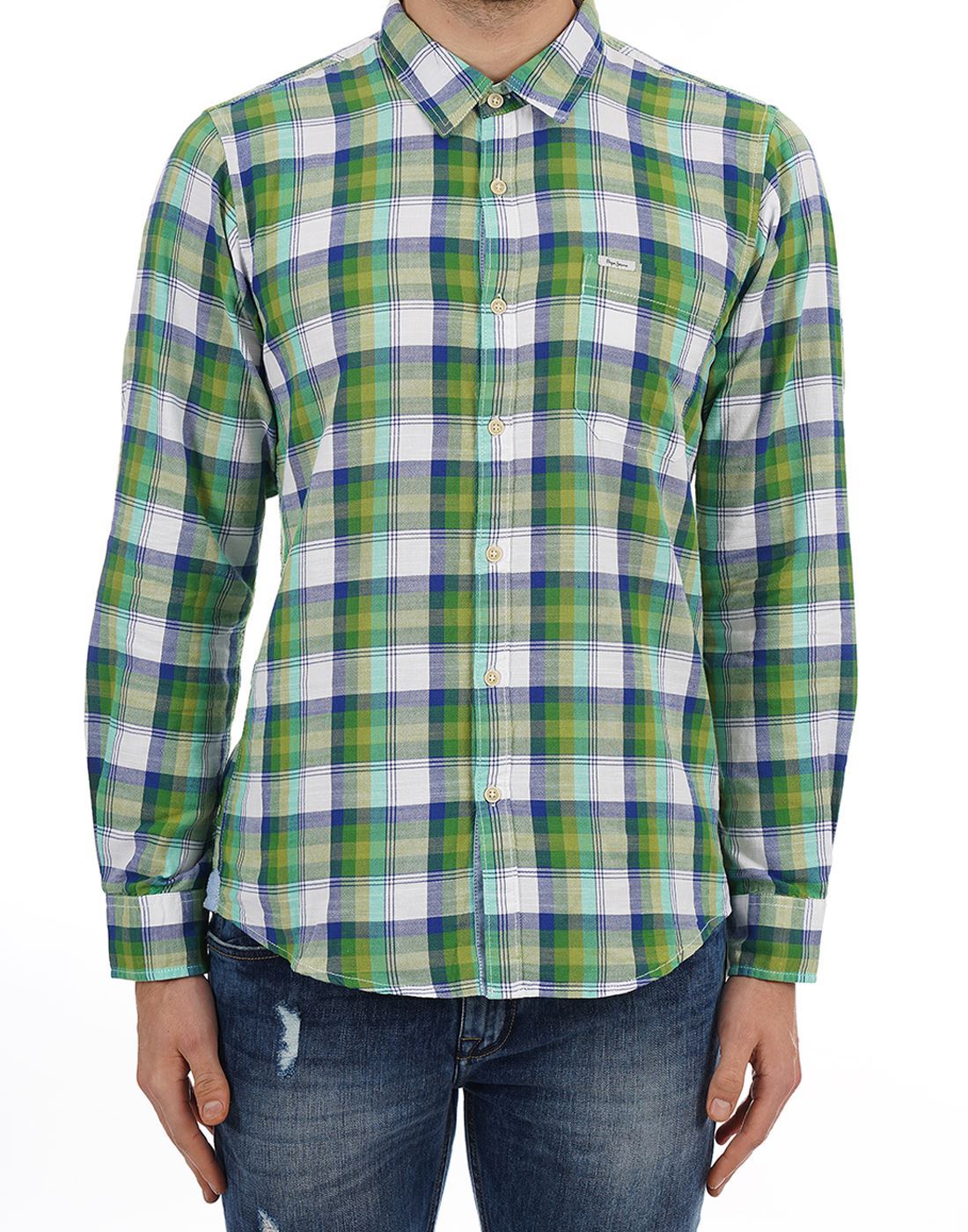 Pepe Jeans Men Casual Wear Green Checkered Shirt
